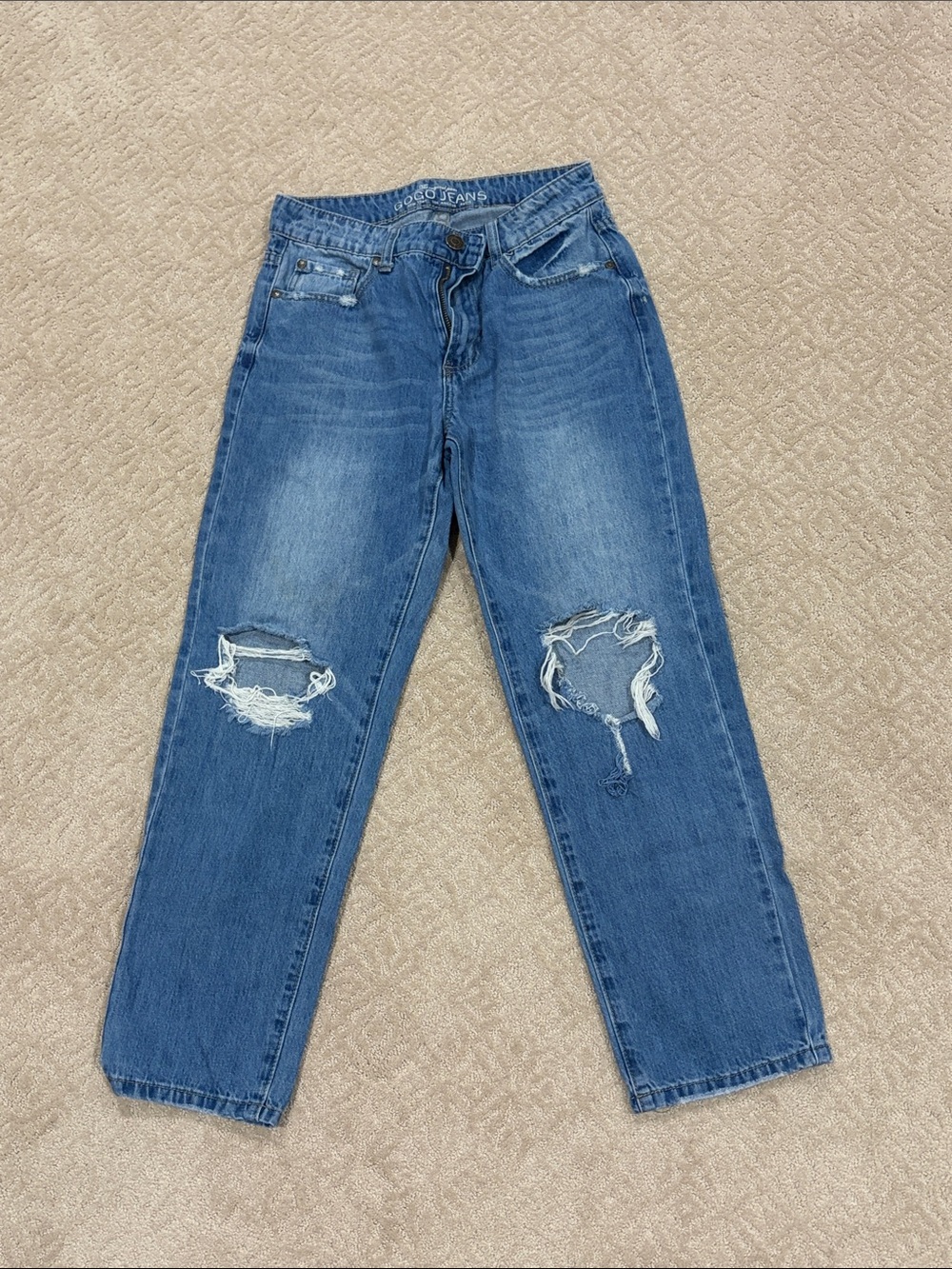 GOGO Blue Distressed Straight Leg Jeans